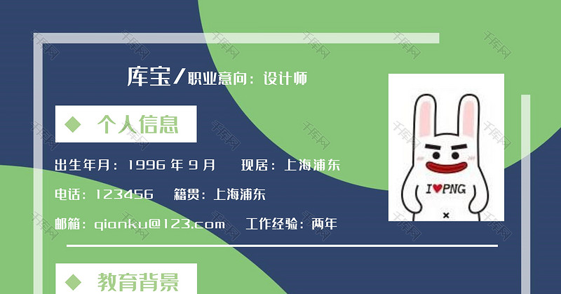 绿色时尚创意设计师通用求职word简历