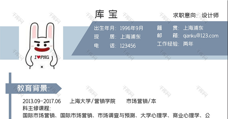 蓝色创意设计师岗位word简历