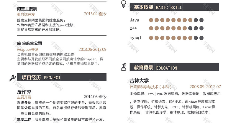 大气简约风工程师岗位word简历