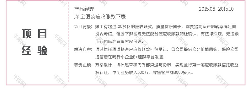 手绘简约风金融产品经理岗位word简历