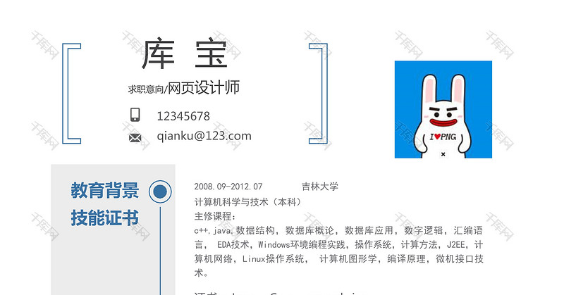 简洁风网页设计师岗位word模板