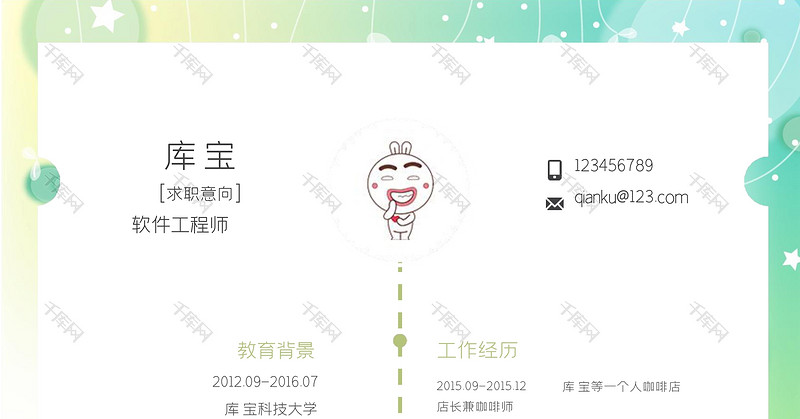 创意商务软件工程师通用简历word模板