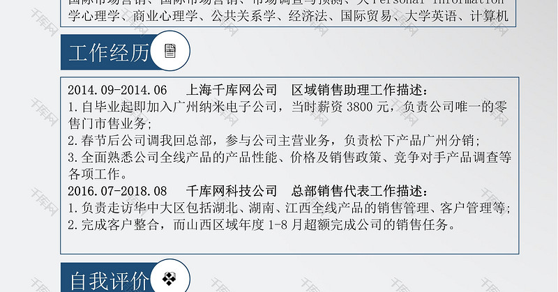 商务时尚创意风医师求职简历word模板