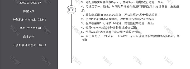 黑灰简洁风影视制作求职简历word模板