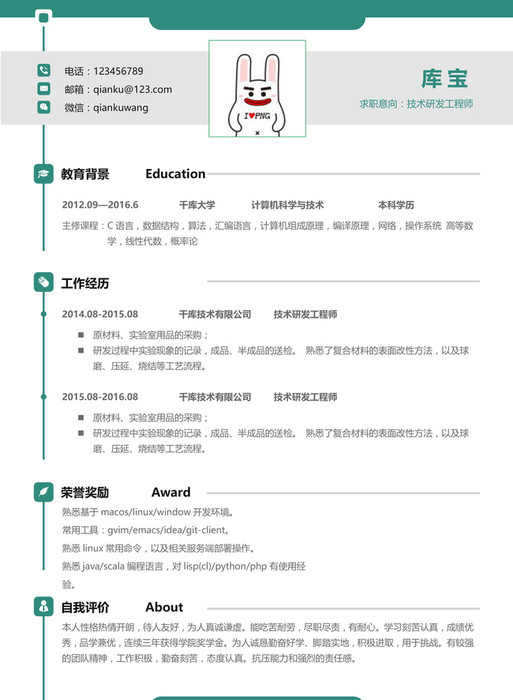 绿色简洁新媒体求职简历word模板免费下载_办公简历模板_千库网(简历 