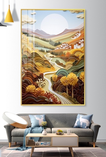 梵高风格插画小镇风景抽象壁纸装饰画数字艺术下载-编号32630389