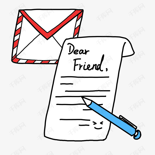 卡通手绘信封写信矢量图案