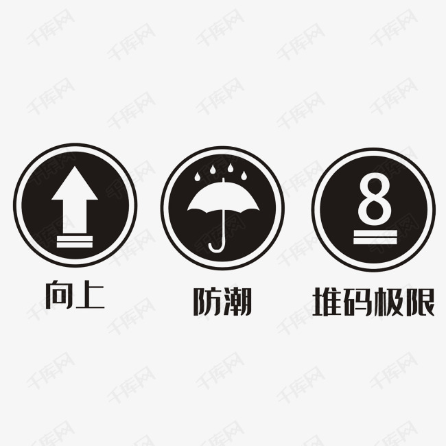 矢量注意事项防潮标志