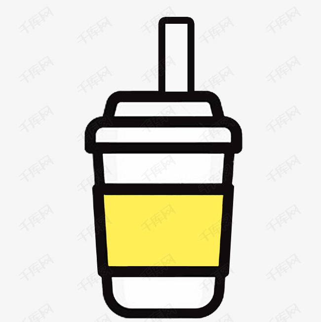 黄色手绘圆弧豆浆元素