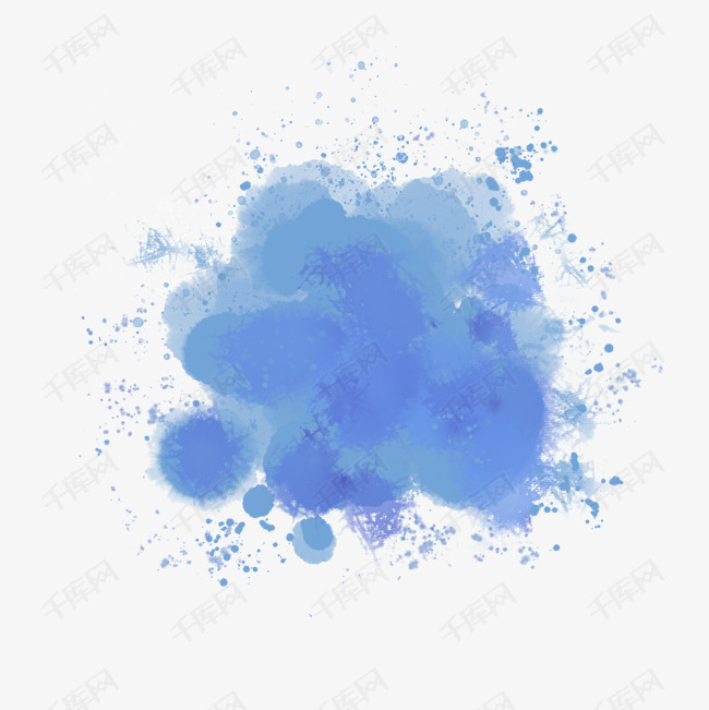 手绘淡蓝色墨迹