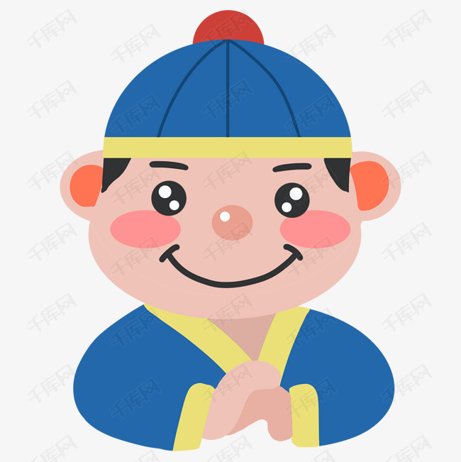 矢量中国风卡通小二