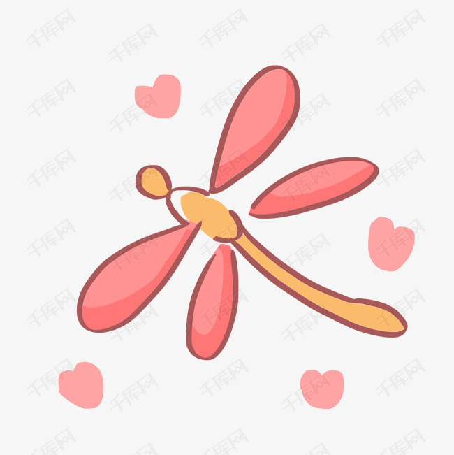 卡通红蜻蜓图标矢量素材