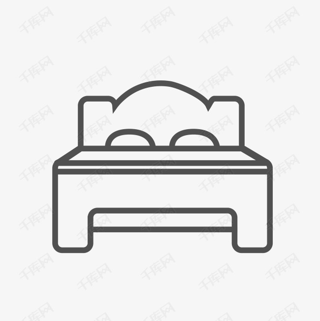 卡通简笔线条大床