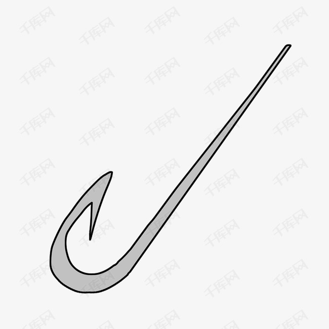 手绘金属鱼钩png