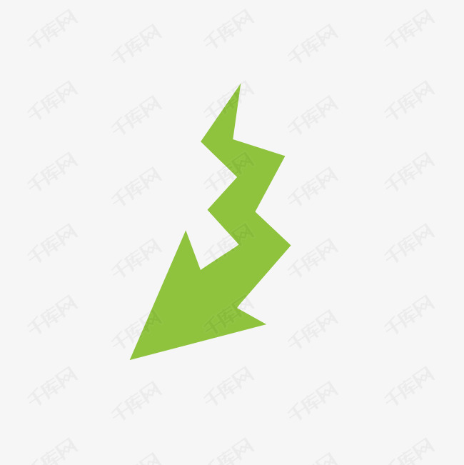 矢量绿色弯折闪电箭号箭头