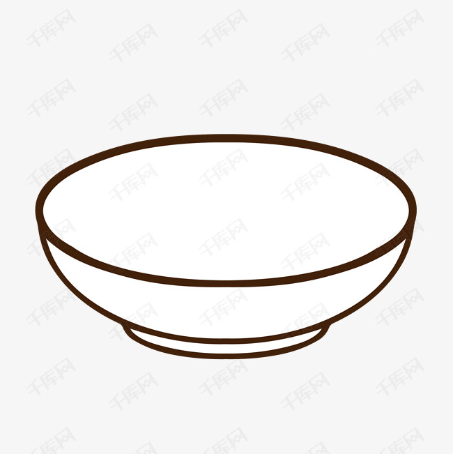 矢量黑色线条简易派家用厨具小碗