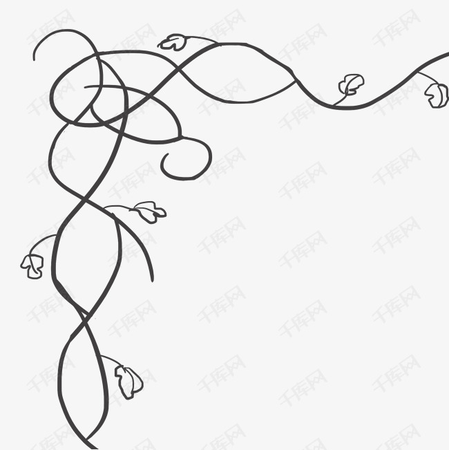 灰色藤蔓线条书角页面分隔