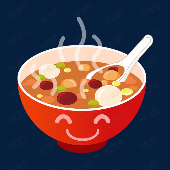 红色碗装粥卡通早餐表情