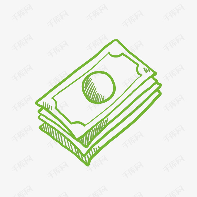 一沓纸币矢量插画