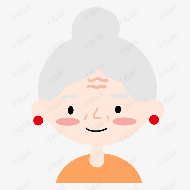 卡通老奶奶人物头像设计