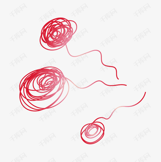 红色缠绕线条绘画