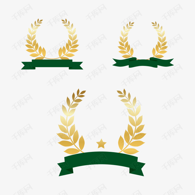 矢量金色稻穗装饰标签