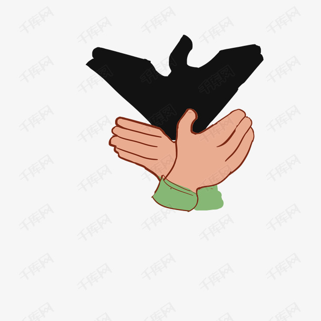 卡通鸽子剪影手势