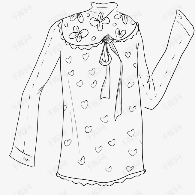 长袖服装线条矢量图