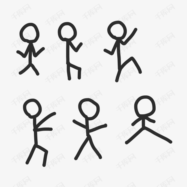 很多个跳舞的卡通人