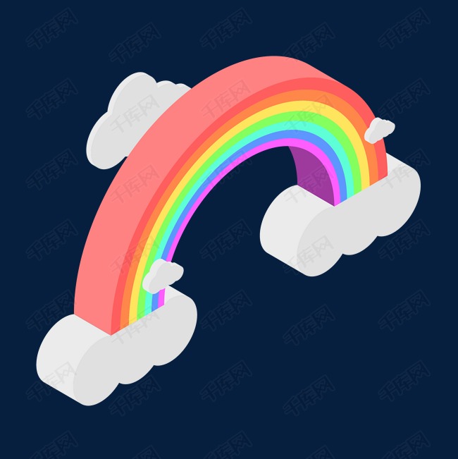 一条手绘的立体化彩虹