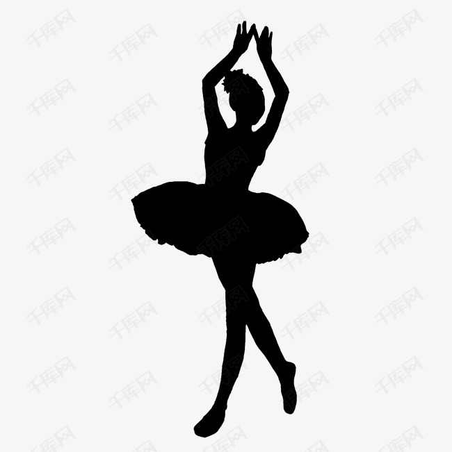 手绘黑色芭蕾舞者剪影