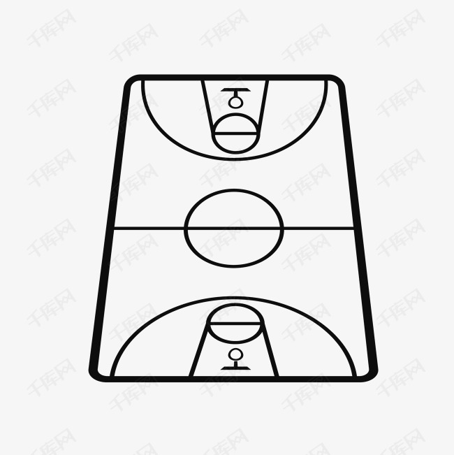 手绘篮球场地卡通