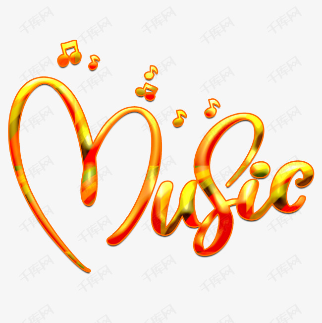 music音乐字体矢量图装饰字体彩色