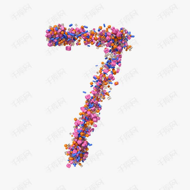 艺术字库 数字七 数字7立体粒子效果字体来源:作者自己创作的艺术字体