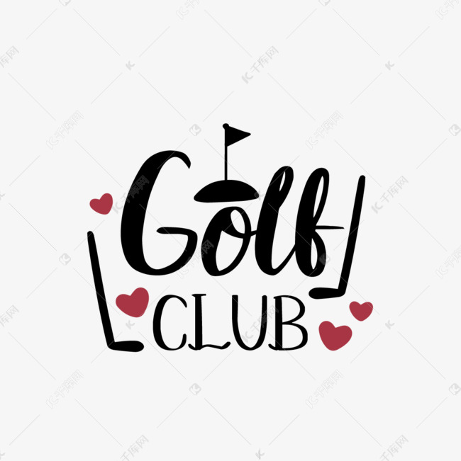 svg黑色高尔夫俱乐部手绘高尔夫杆短语