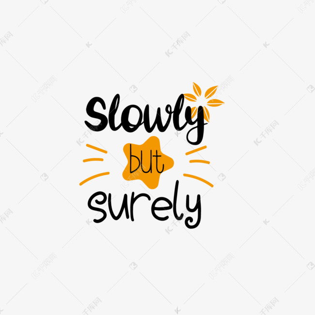 svg黑色卡通线描缓慢但肯定英文字母插画
