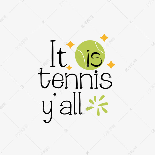 svg卡通黑色手绘绿叶插画这是网球赛英文字母