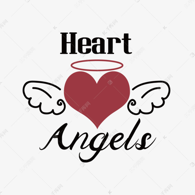手写黑色心天使svg短语艺术字
