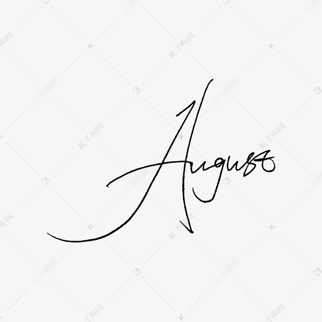 8月英文August字体元素