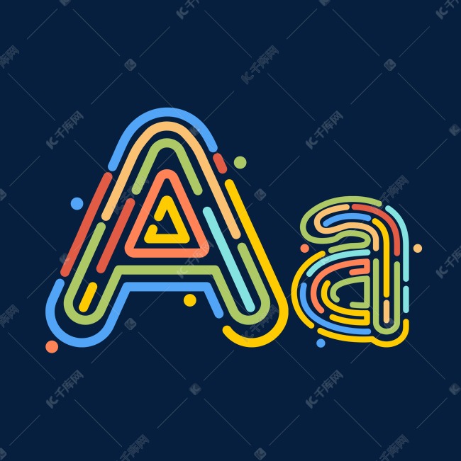 创意卡通线条字母aa艺术字设计图片-千库网