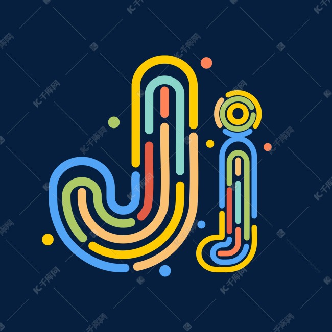 创意卡通线条字母jj