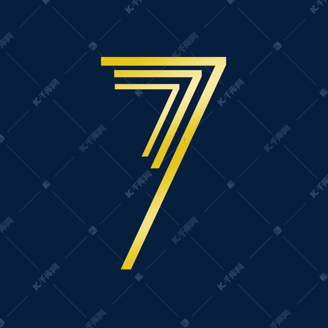 烫金金色线条数字7艺术字设计图片-千库网