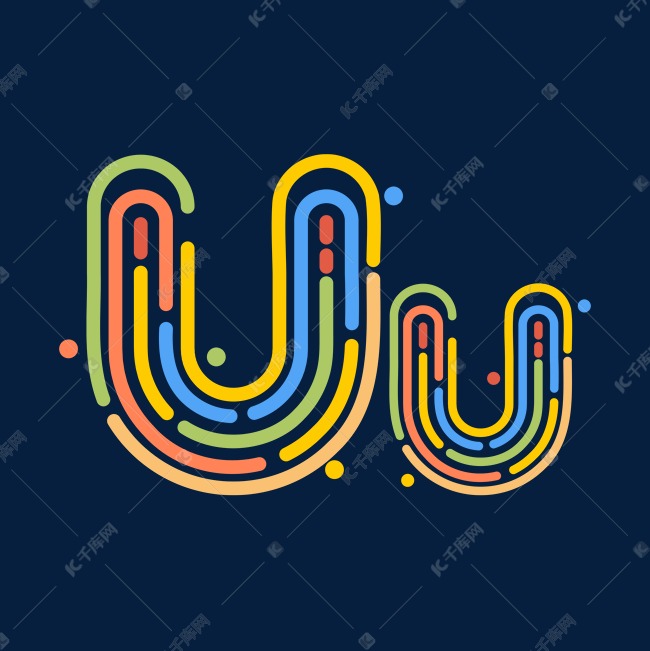 创意卡通线条字母uu