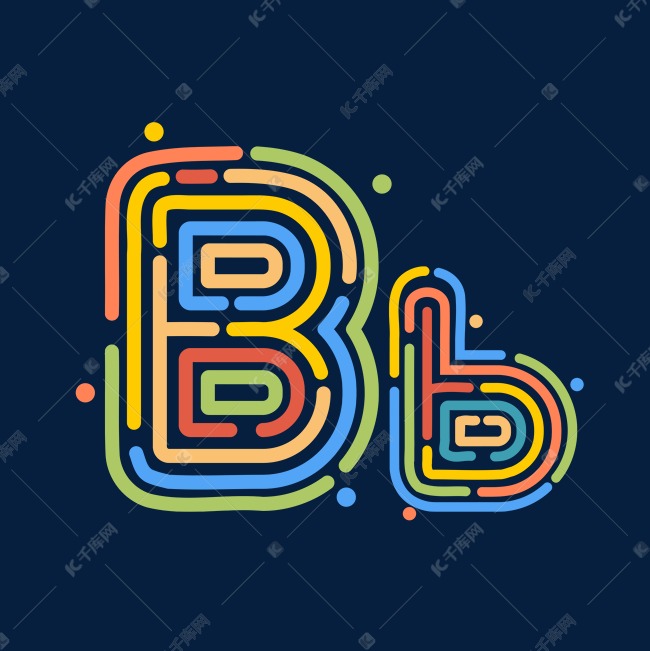 千库艺术文字频道为创意卡通线条字母bb艺术字体提供免费下载的机会