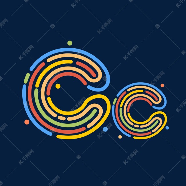 创意卡通线条字母cc艺术字设计图片-千库网