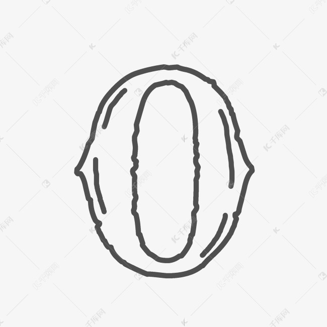 黑色涂鸦铅笔数字0