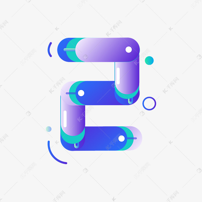 数字2炫彩数字艺术字设计图片-千库网