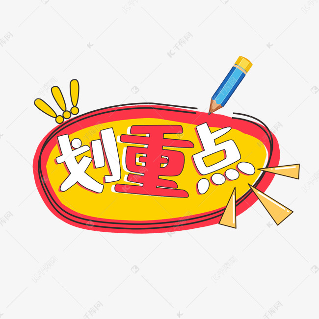 划重点卡通线框艺术字