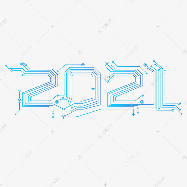 2021科技电路板渐变风格字体