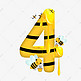 卡通可爱黄色蜜蜂蜂蜜数字4